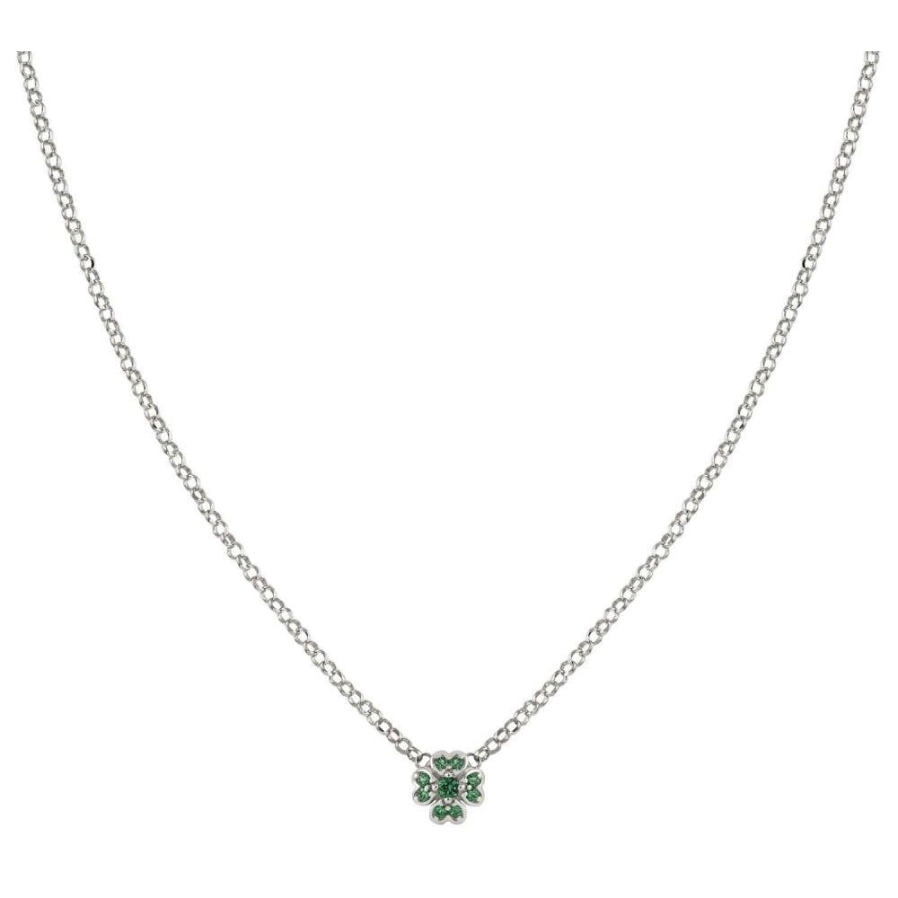 Gioie 925 Silver Necklace And Cubic Zirconia Colored (022_Silver Clover)