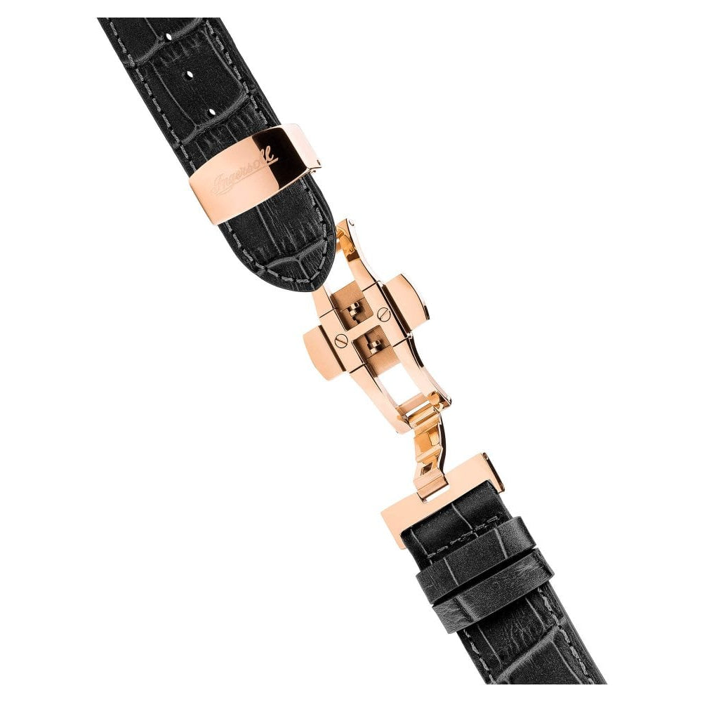 Mens The Michigan Automatic Watch with Black Dial and Black Leather Strap