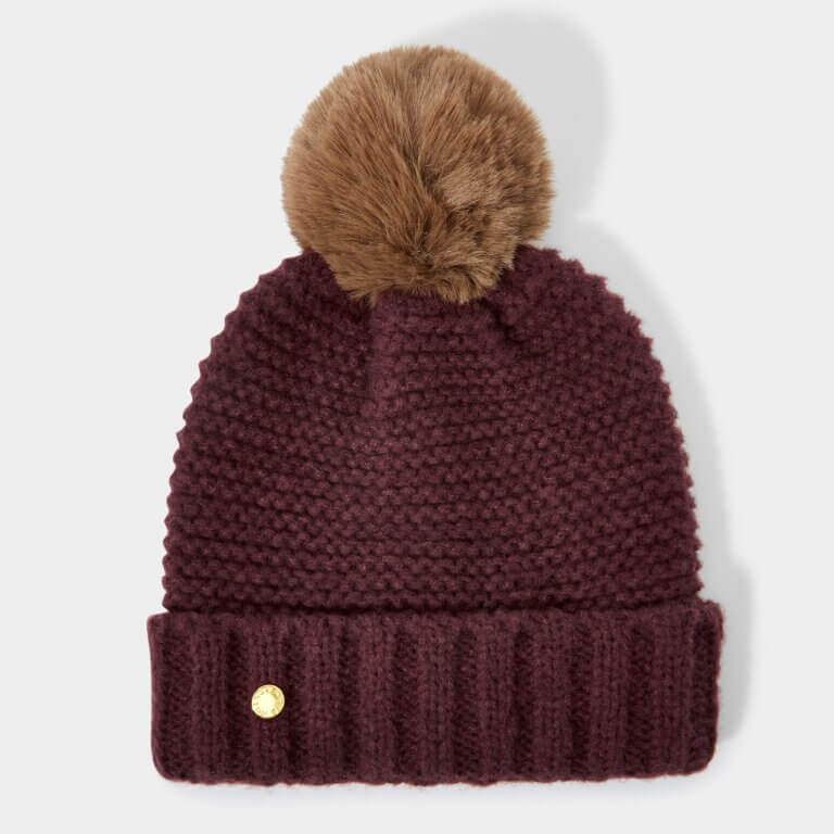 Chunky Knitted Hat | Plum | 20cm X 23cm X 1.5cm
