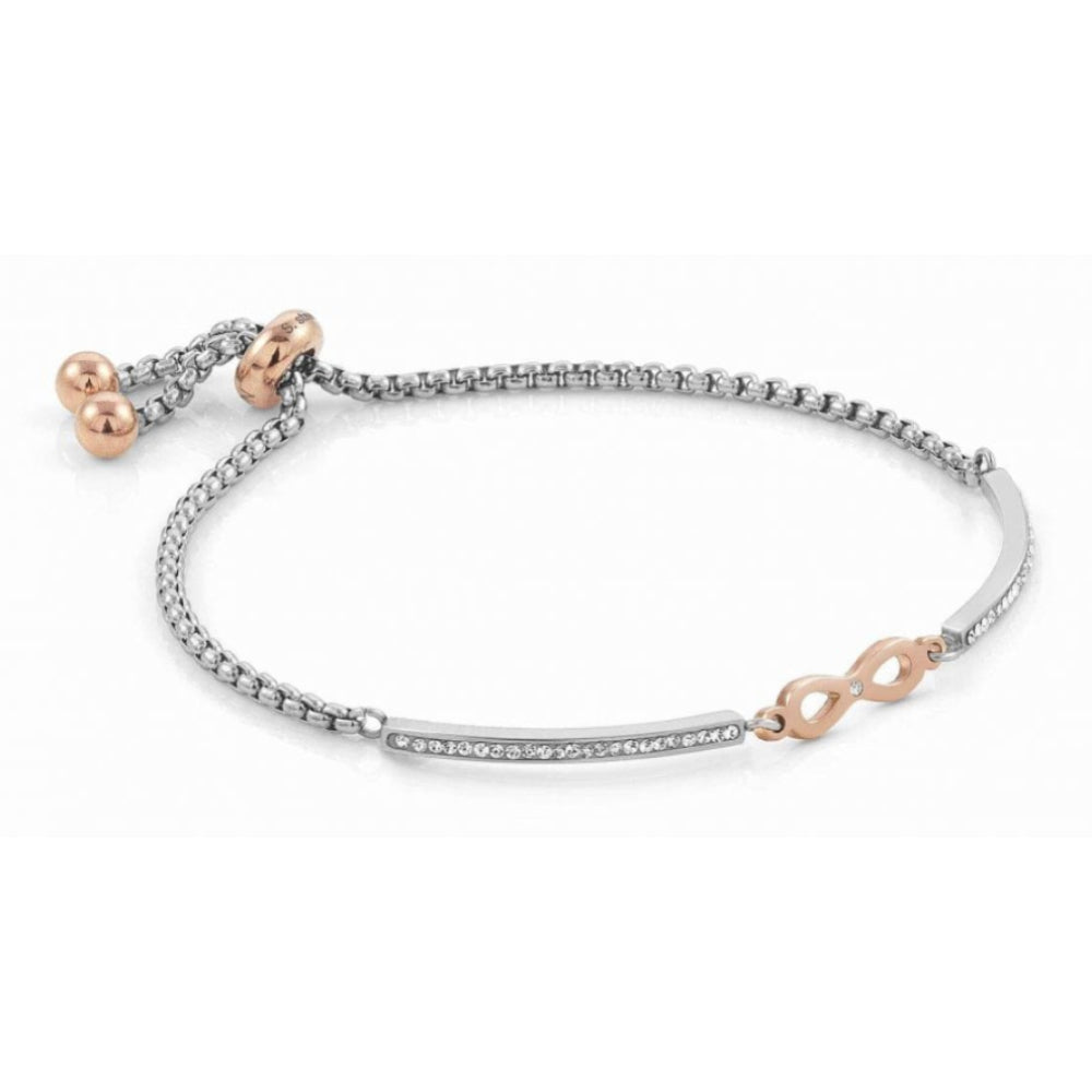 Milleluci Rose Gold Finish Infinity Toggle Pav Half Bangle Bracelet