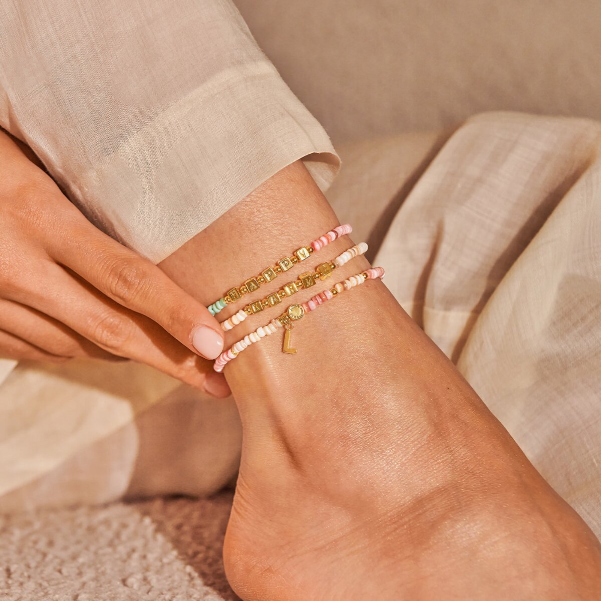 Happy Little Moments 'Love Love Love' Gold Plated Anklet