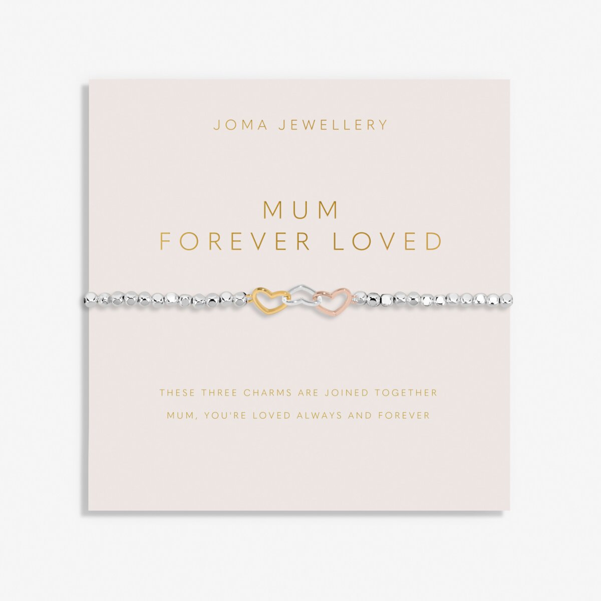Forever Yours 'Mum Forever Loved' Trio In Silver, Gold & RG Plated Bracelet