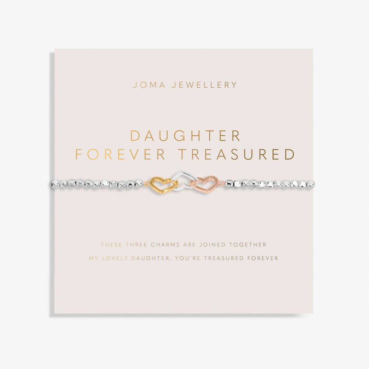 Forever Yours 'Daughter Forever Treasured' Trio In Silver, Gold & RG Plated Bracelet