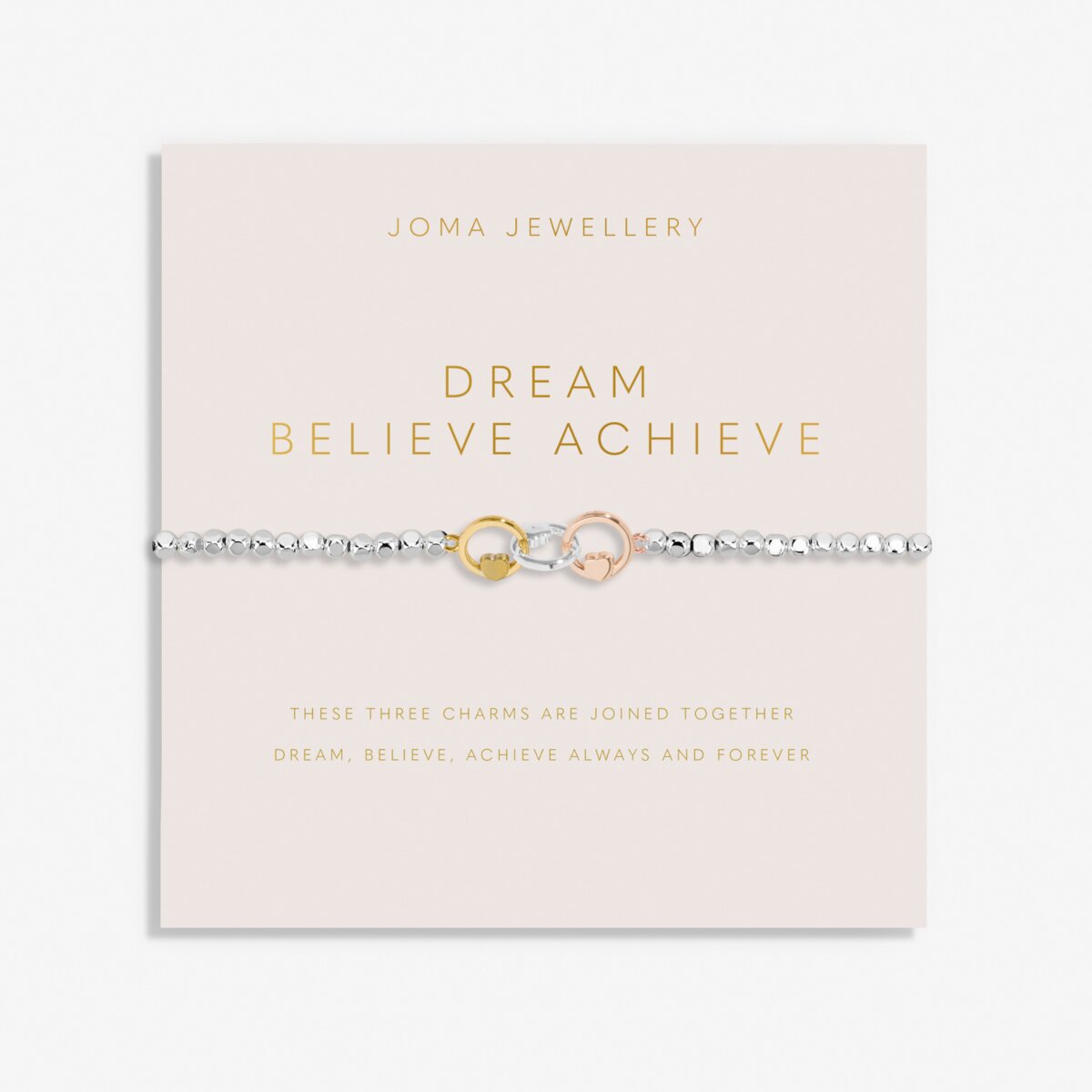 Forever Yours 'Dream Believe Achieve' Trio In Silver, Gold & RG Plated Bracelet