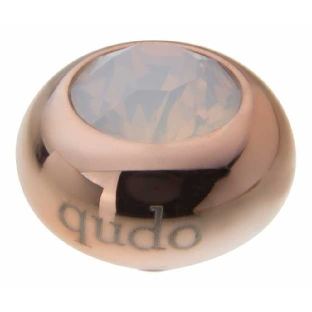 Famosa Rose Gold 10mm Tondo Ring Top White Opal