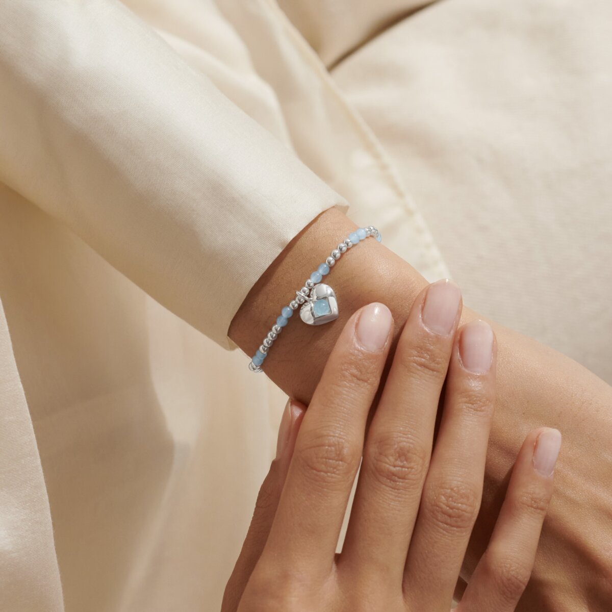 Birthstone A Little 'March' Silver Plated Bracelet