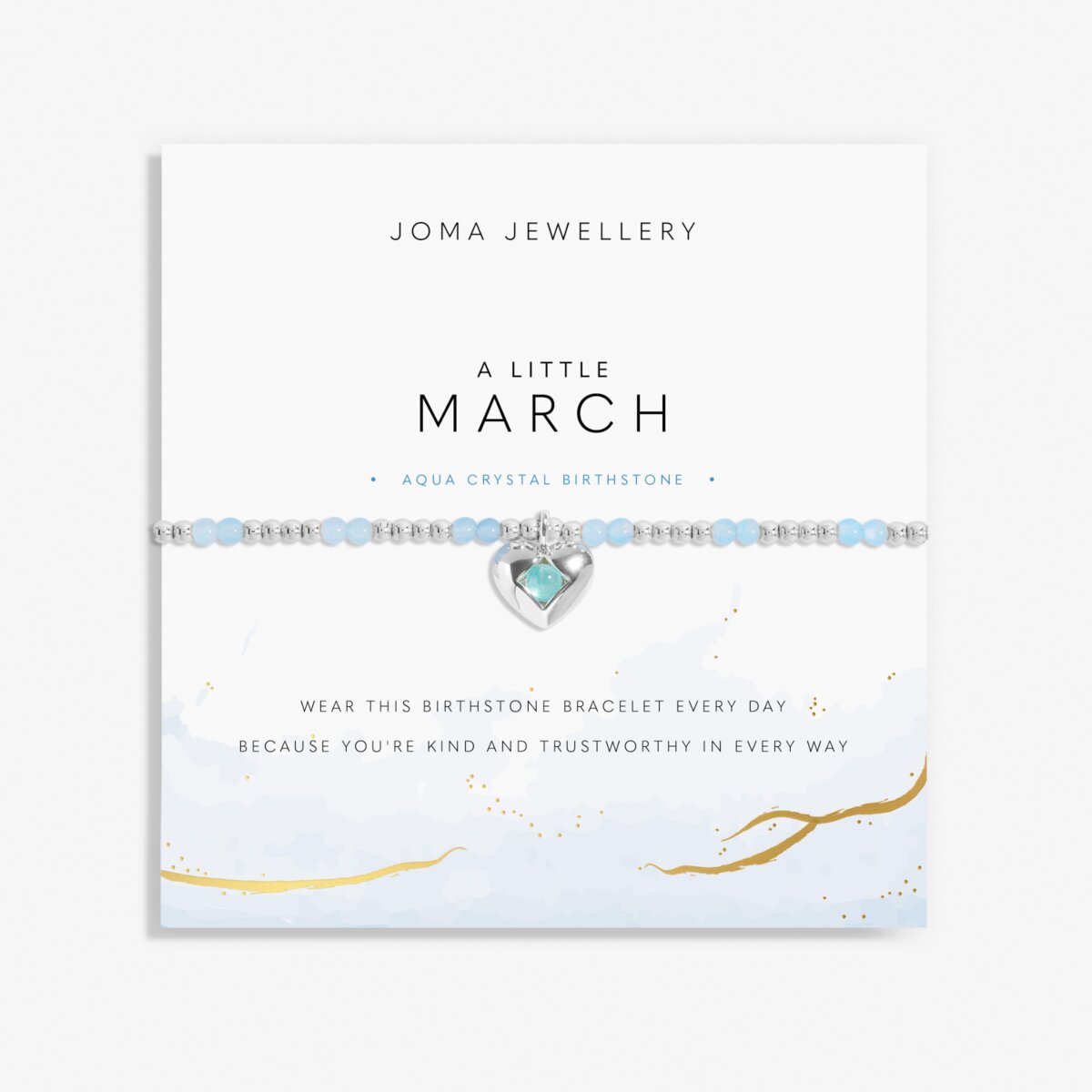 Birthstone A Little 'March' Silver Plated Bracelet