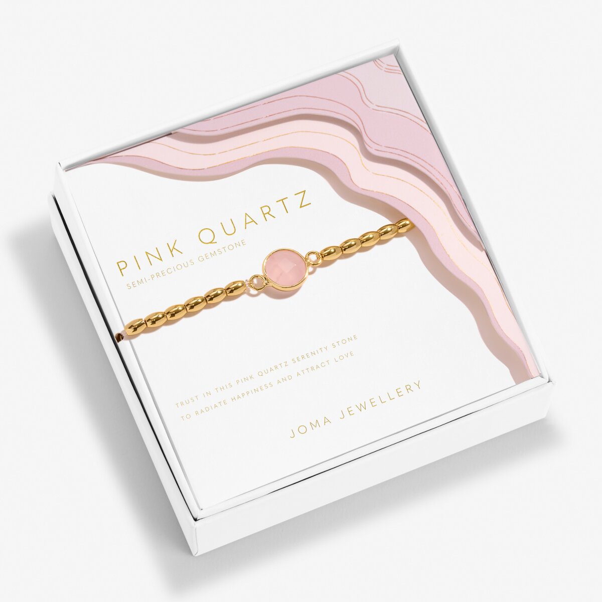 Serenity Stones Pink Quartz Gold Plated Bracelet