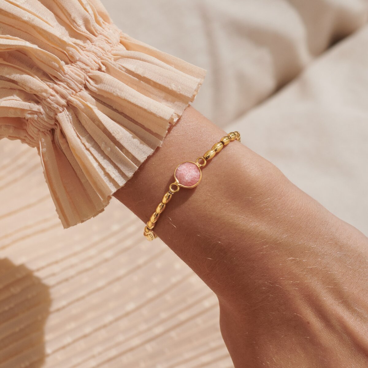 Serenity Stones Watermelon Quartz Gold Plated Bracelet