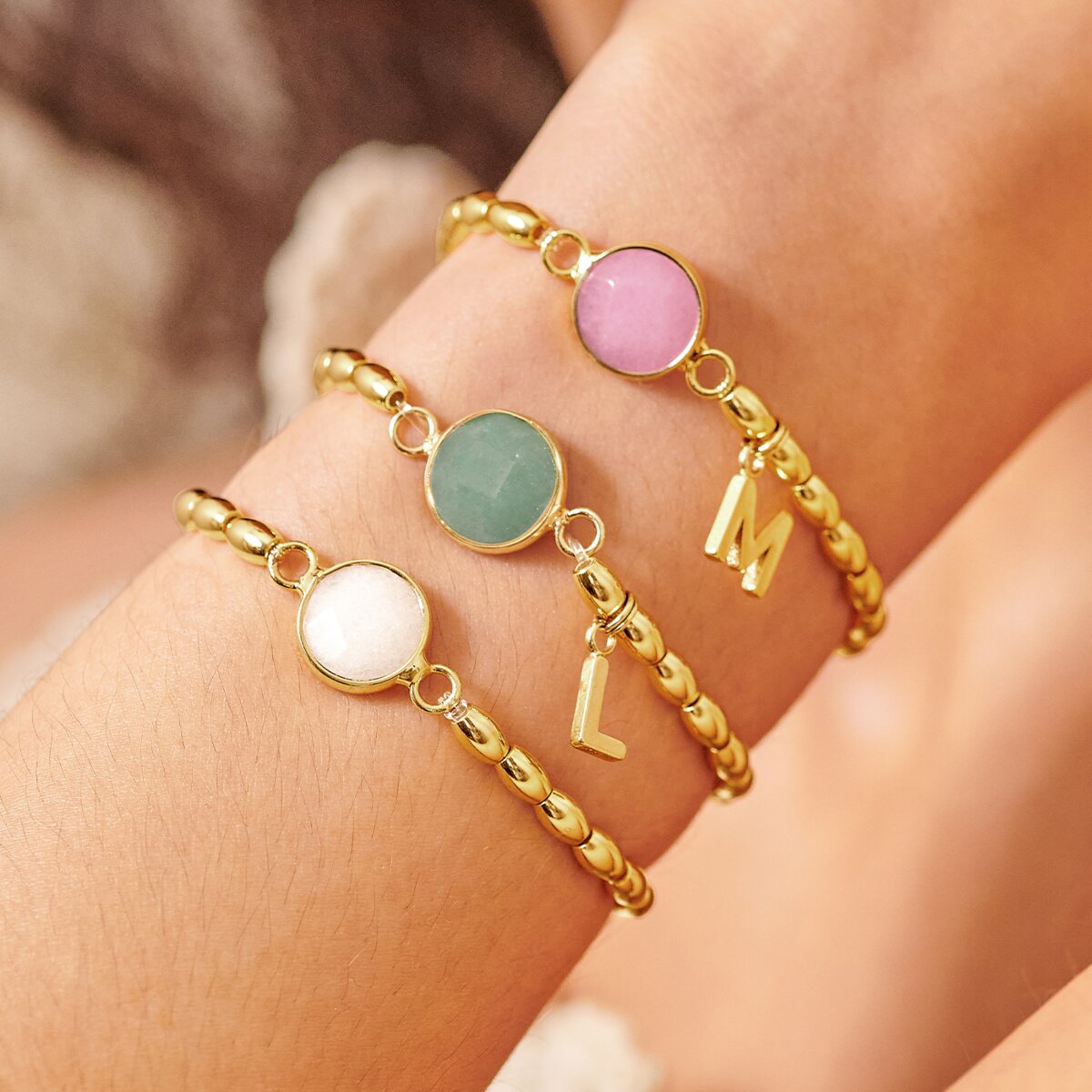 Serenity Stones White Jade Gold Plated Bracelet