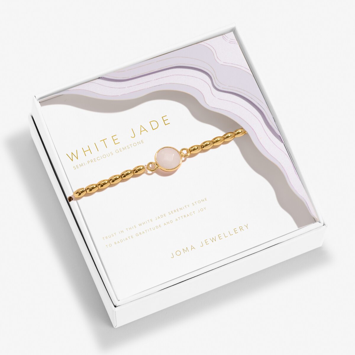 Serenity Stones White Jade Gold Plated Bracelet
