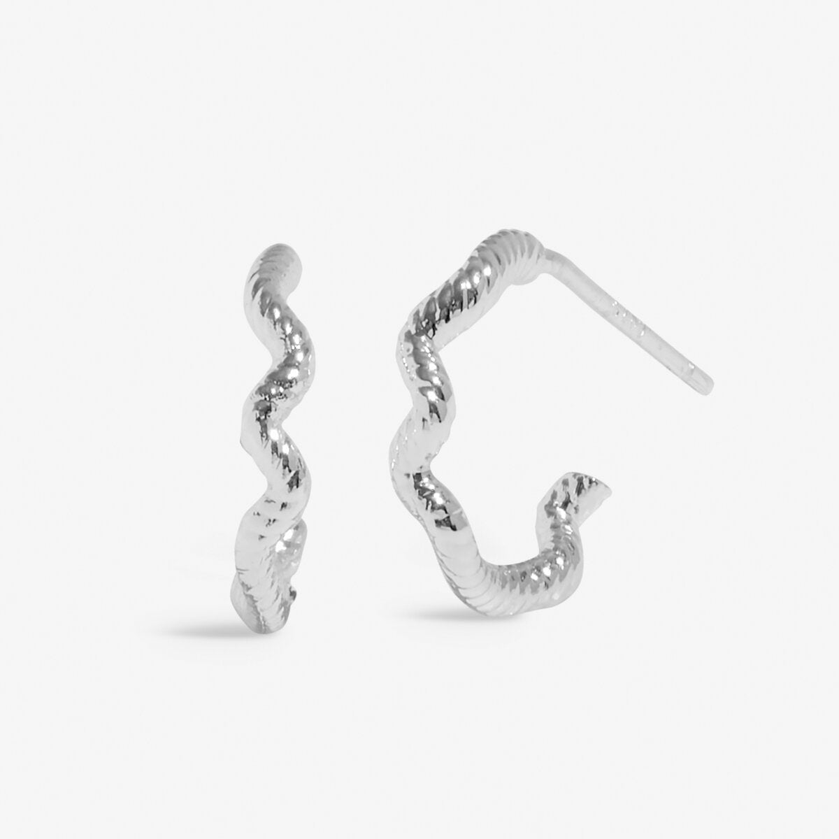 Soul Shine Wavy Rope Hoop Silver Plated Earrings Stack