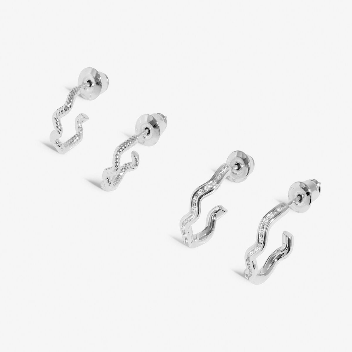 Soul Shine Wavy Rope Hoop Silver Plated Earrings Stack