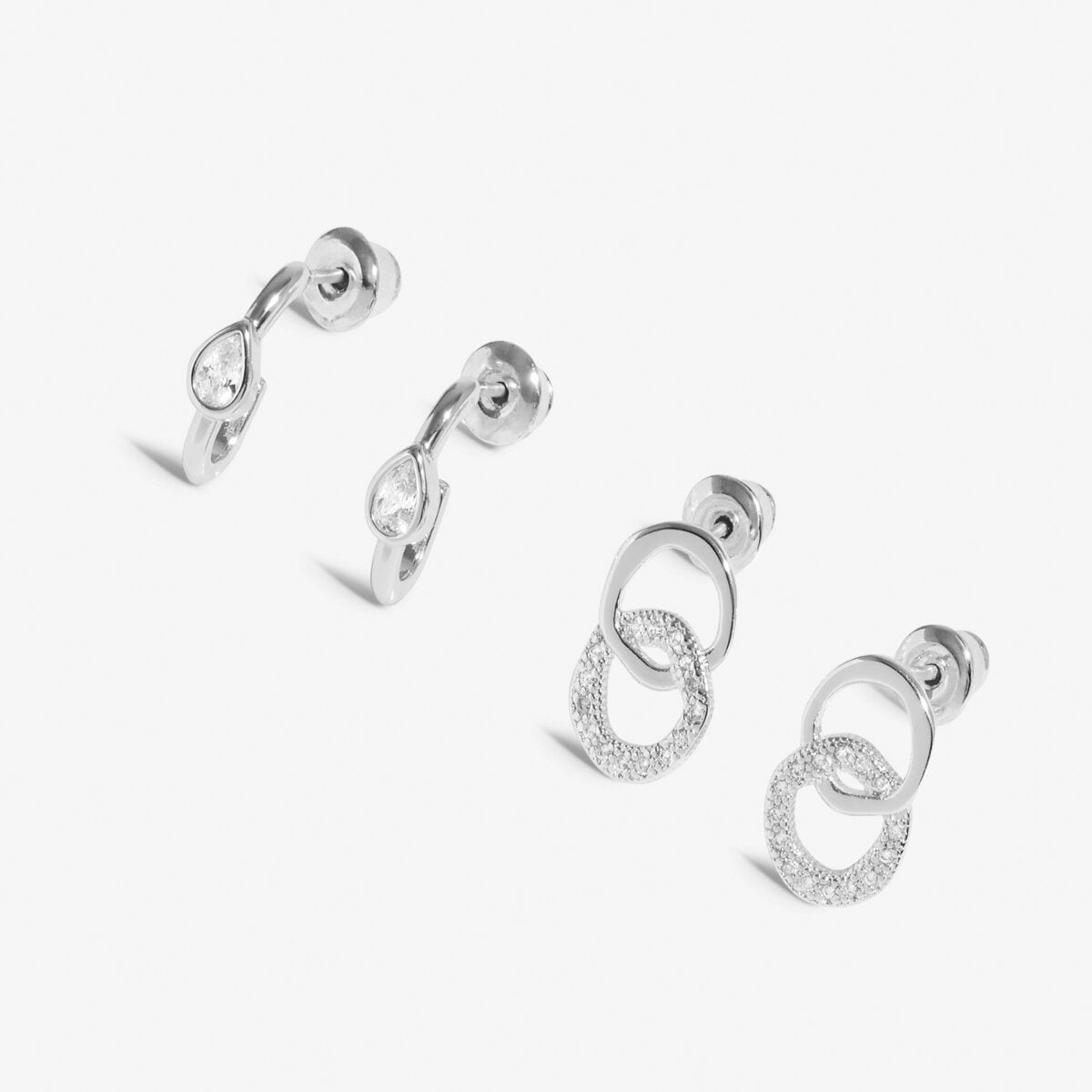 Soul Shine Linked Circles Silver Plated Earrings Stack