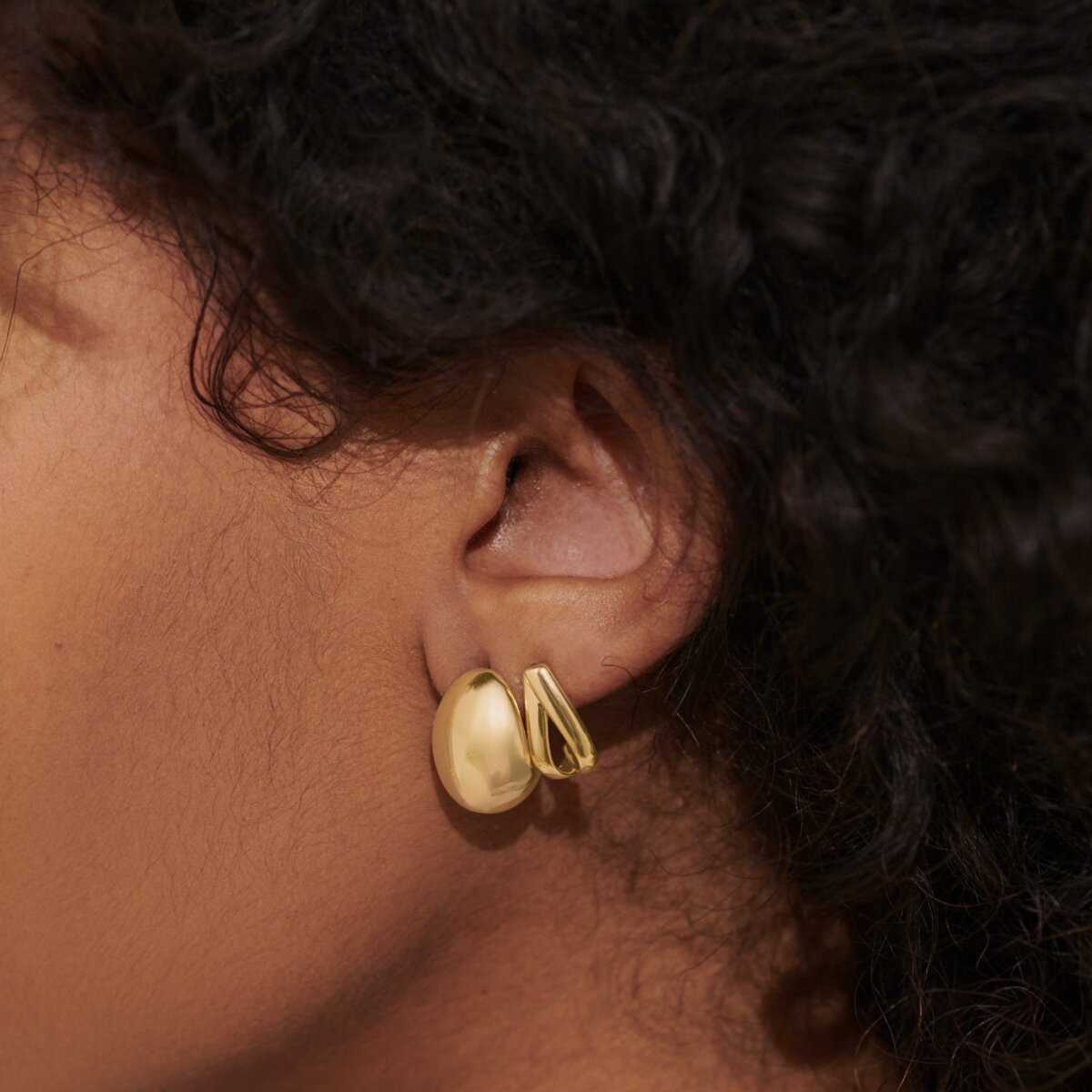 Soul Shine Statement Hoop Gold Plated Earrings Stack