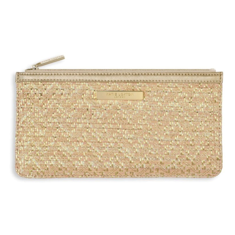 Callie Metallic Slim Pouch - Gold Metallic Weeave Straw - 11x22cm