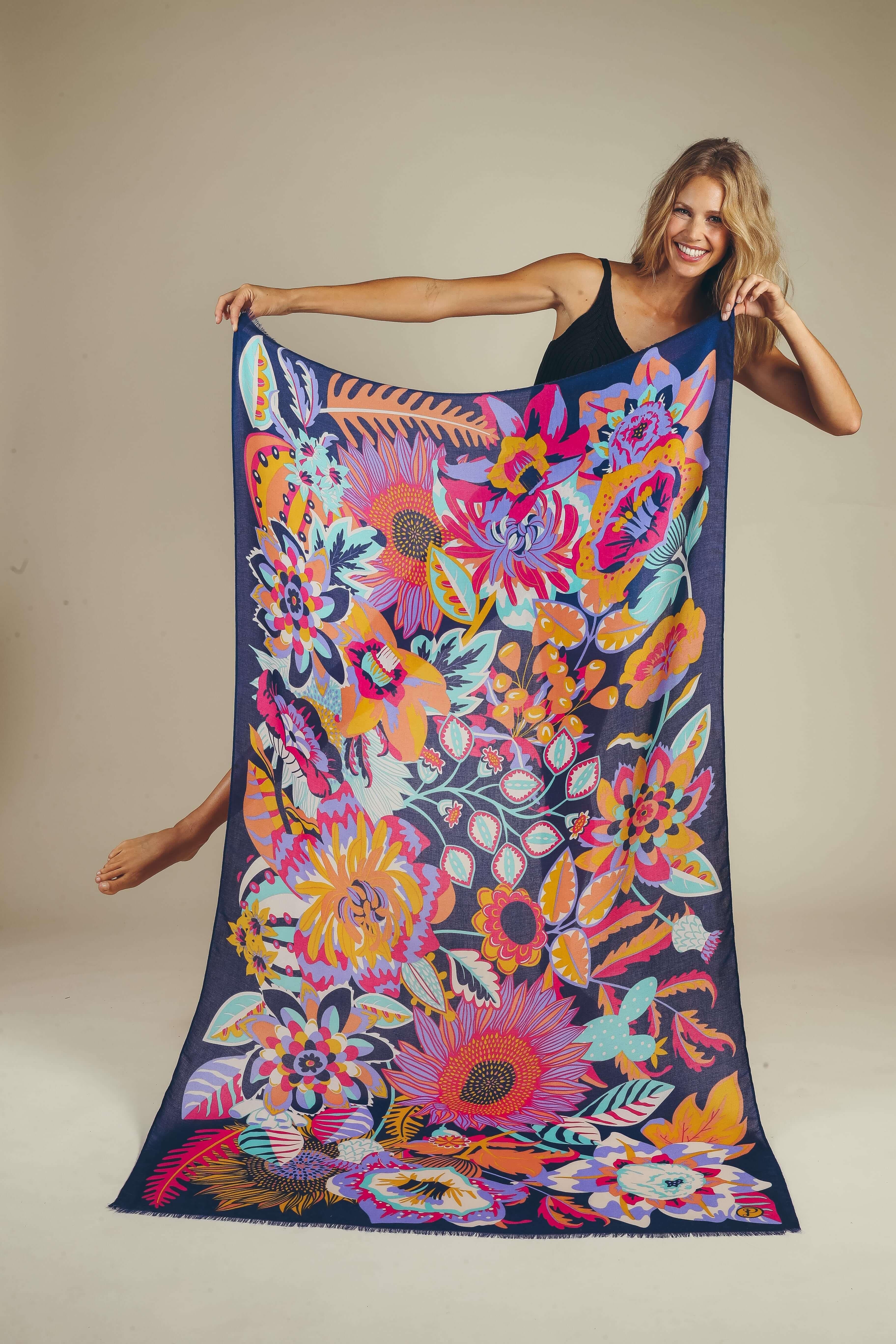 Print Scarf - Fantasy Floral Navy