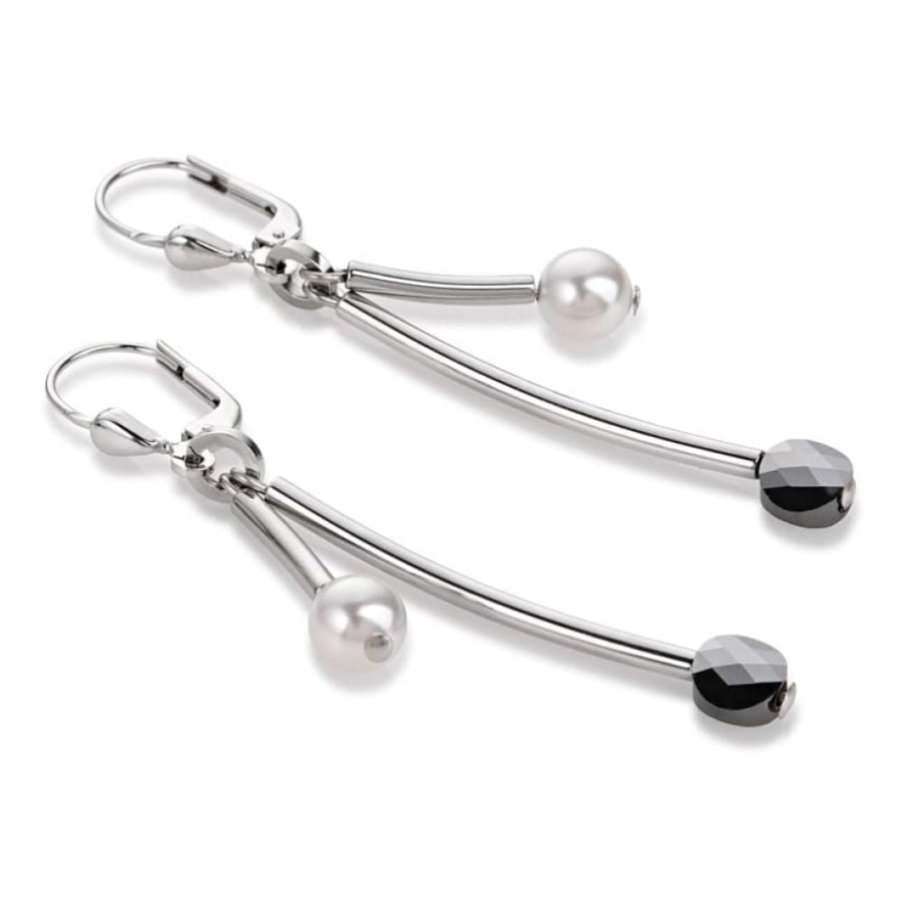 Dark Grey & Pearl Earring