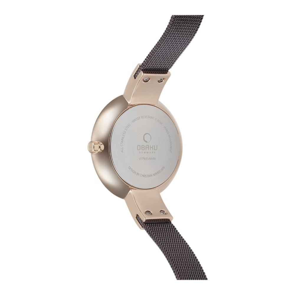 SOL - GLIMT WALNUT Rose Gold Plated Mesh Bracelet Watch