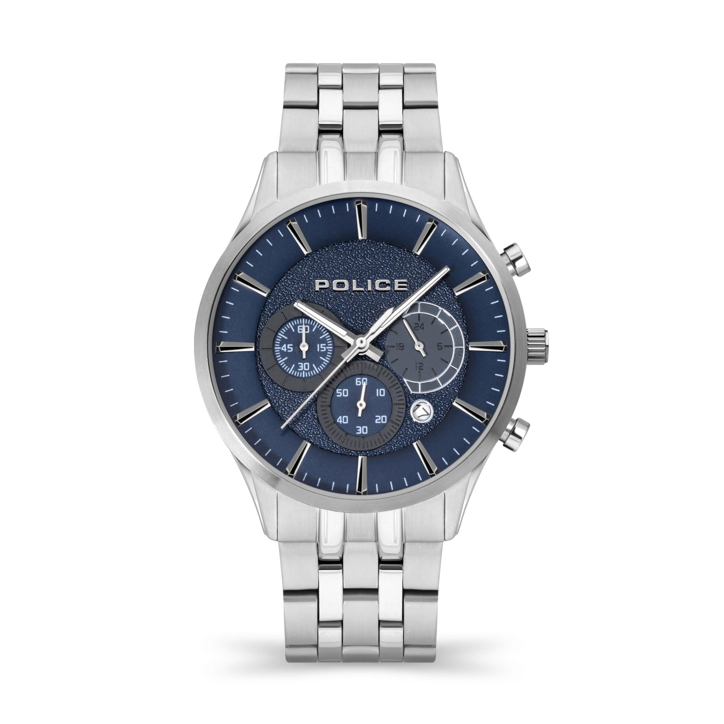 CAGE Blue Chronograph Dial With SS Bracelet Watch