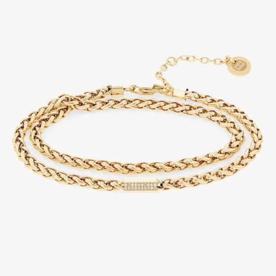 Snake Gold Plated Double Spiga Chain Ladies Bracelet