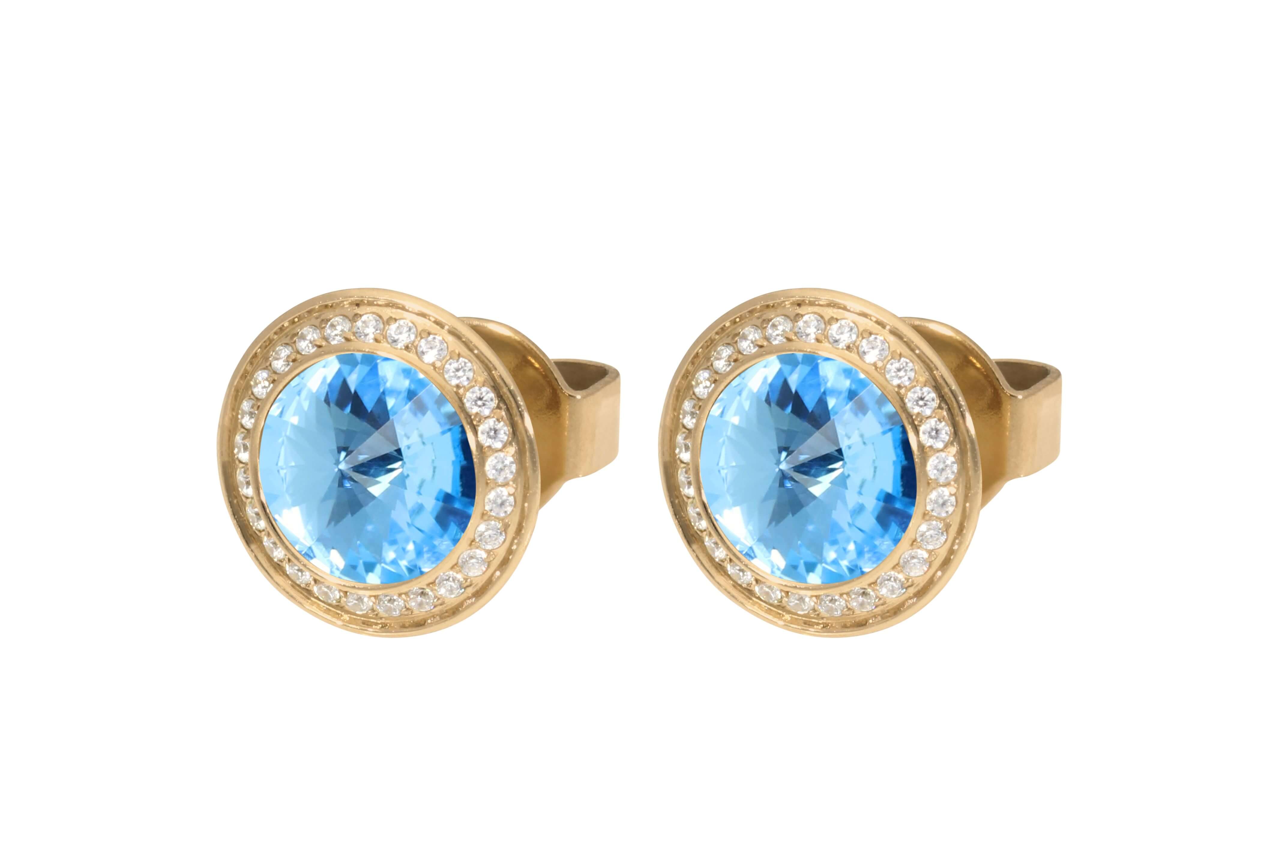 TONDO Deluxe (G/P) 9mm Aquamarine Stud