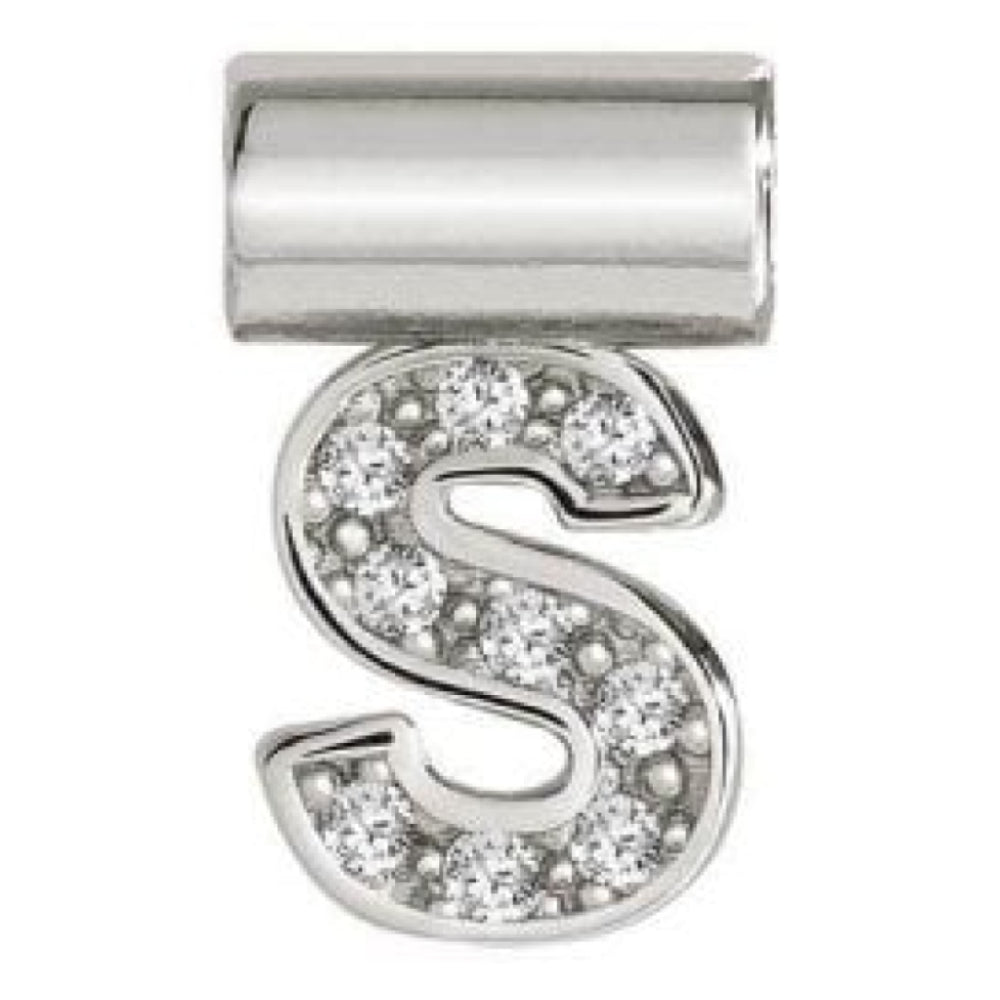 Seimia Silver Cubic Zirconia Letter S Charm