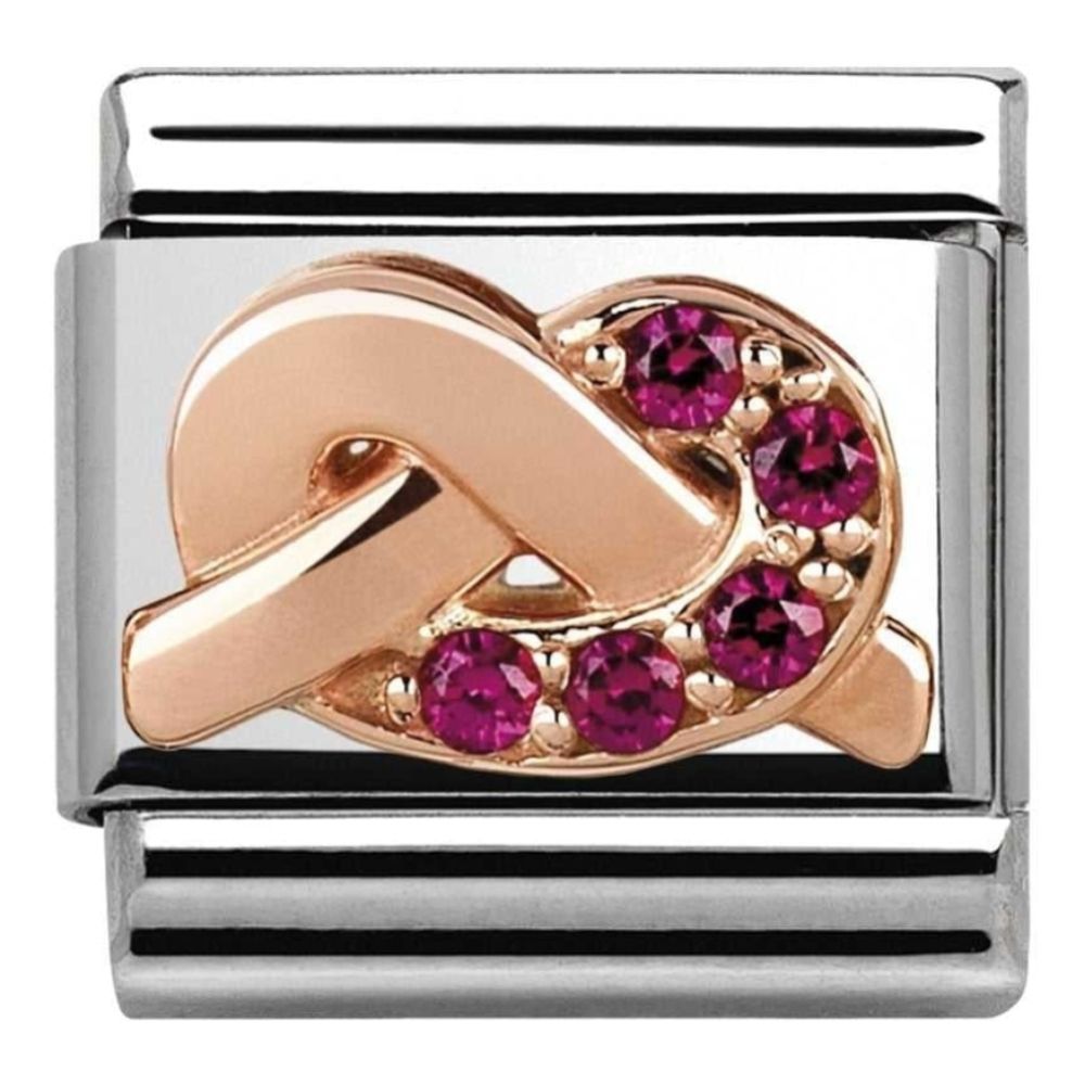 Classic Rose Gold CZ Knot Link with Dark Stones