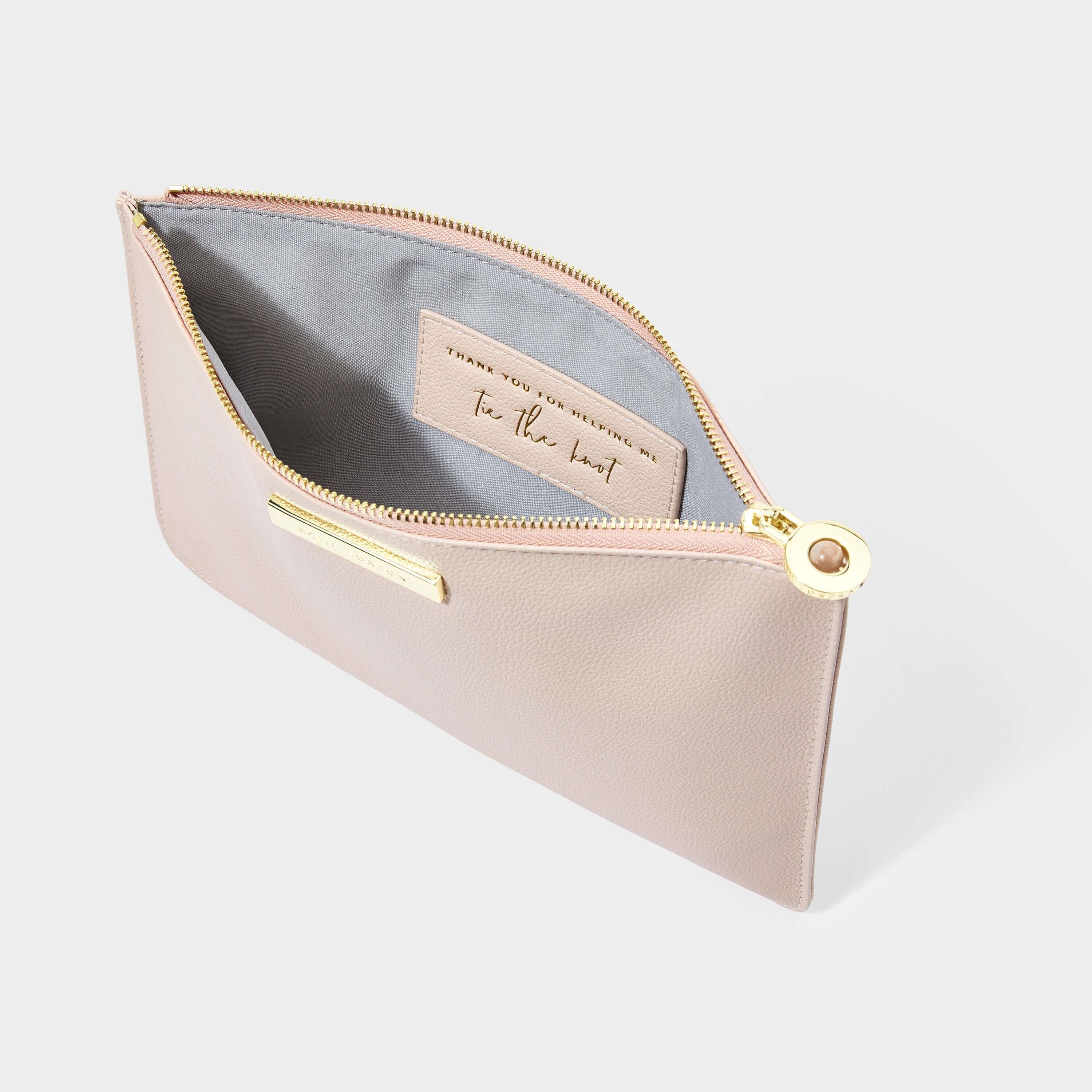 Bridal Semi-Precious Stone Pouch | Thank You For Helping Me Tie The Knot | Pink/ Rose Quartz | 16 X 24 X 1.5cm