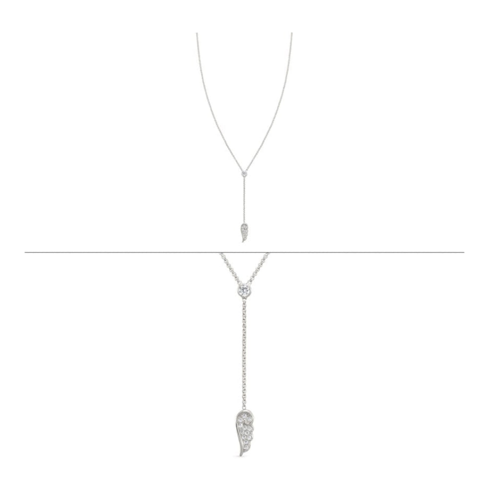 Sterling Silver Wing Pendant Cubic Zirconia Necklace