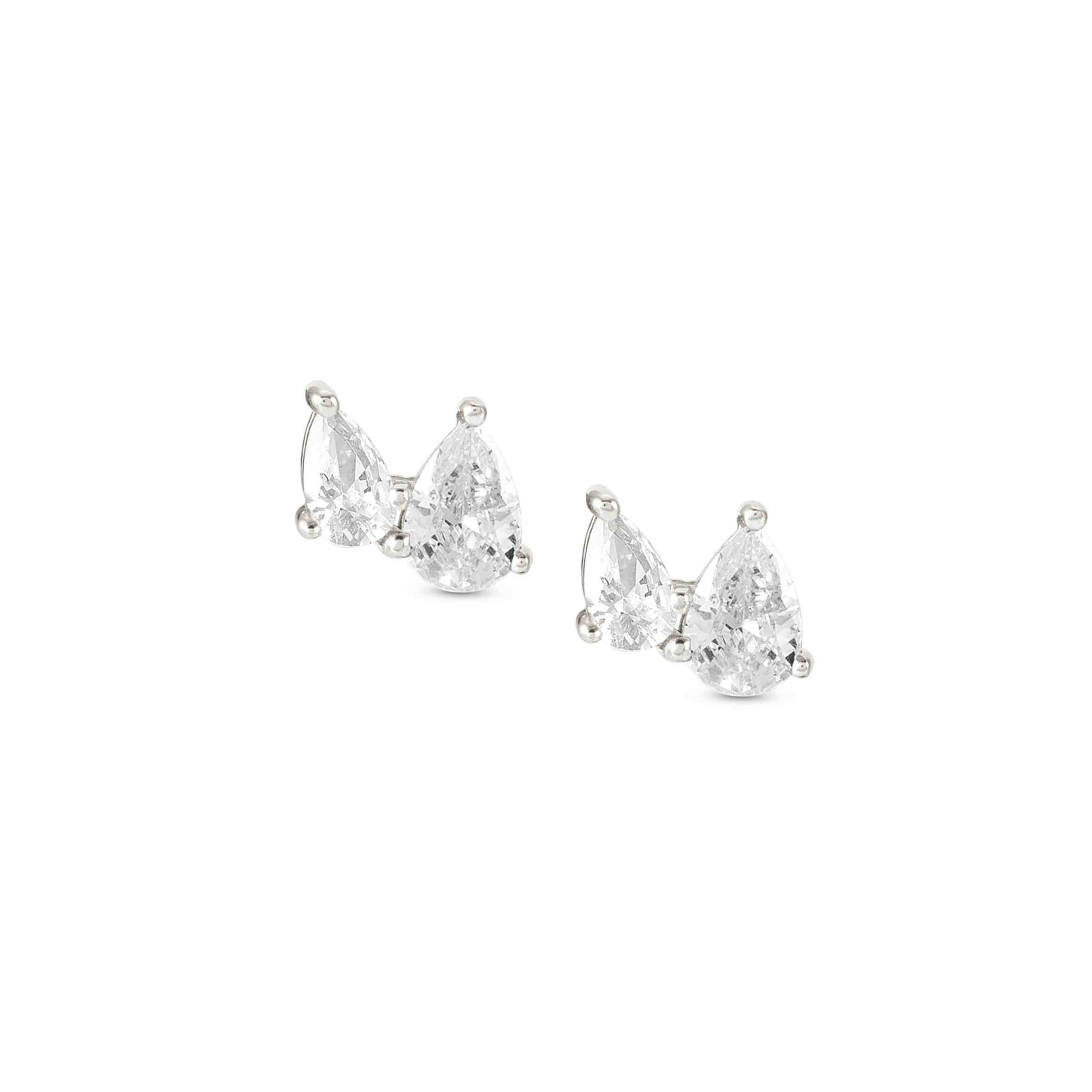 Colour Wave Earrings In Silver & White CZ