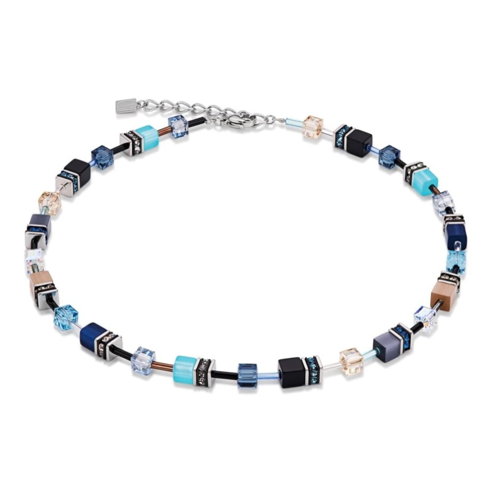 Blue/Beige Swarovski Geo Cube Necklace