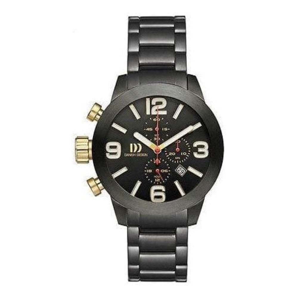 Gents Black Stainless Steel Chronograph Chunky Bracelet Watch