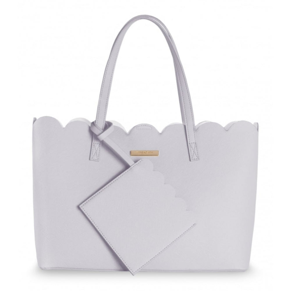 Clara Classic Scalloped Handbag - Pale Grey