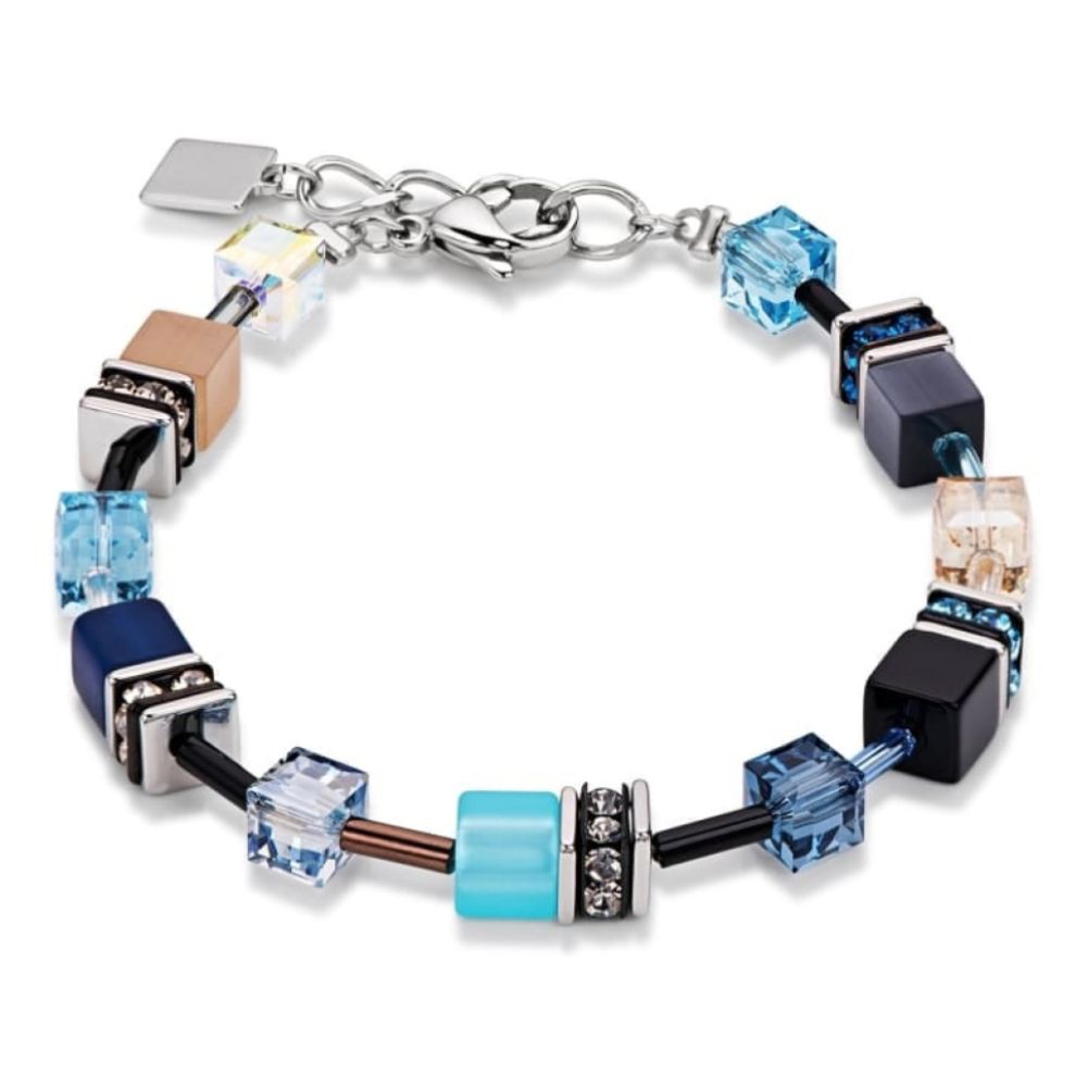 Blue/Beige Swarovski Geo Cube Bracelet