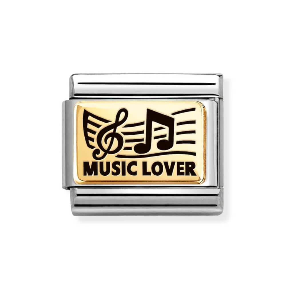 Composable Classic Link Music Lover Symbol In 18K Gold & Black Enamel