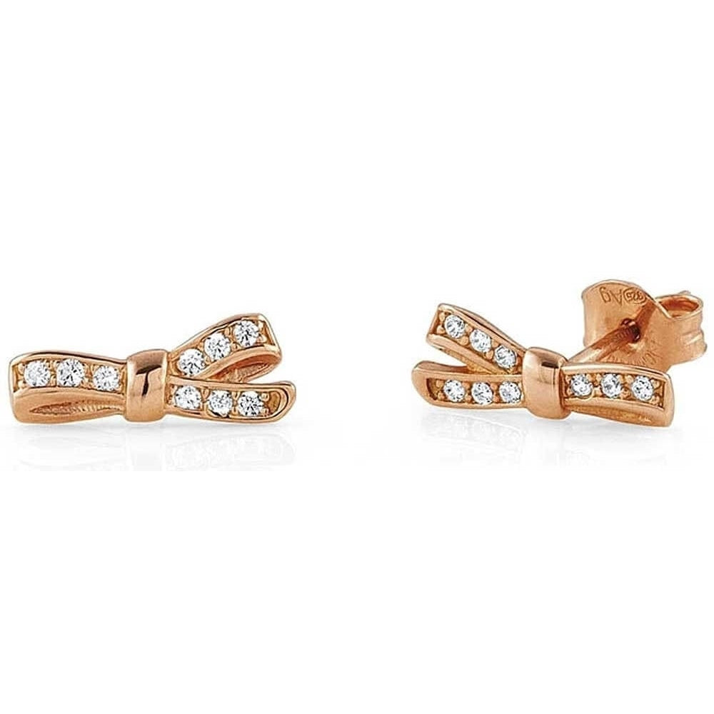 Rose Gold Plated BOW Stud Cubic Zirconia Earrings