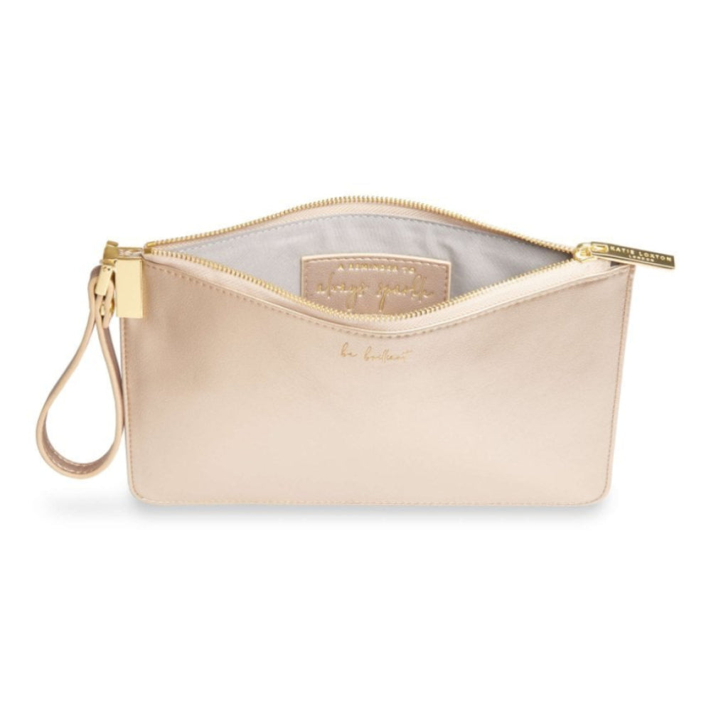 SECRET MESSAGE POUCH - BE BRILLIANT/A REMINDER TO ALWAYS SPARKLE - Metallic Champagne - 16x24cm