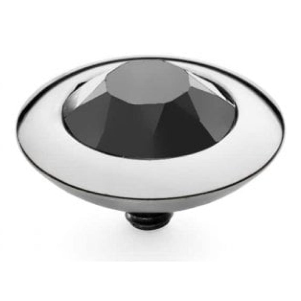 Famosa Silver 13mm Tondo Ring Top Jet Hematite