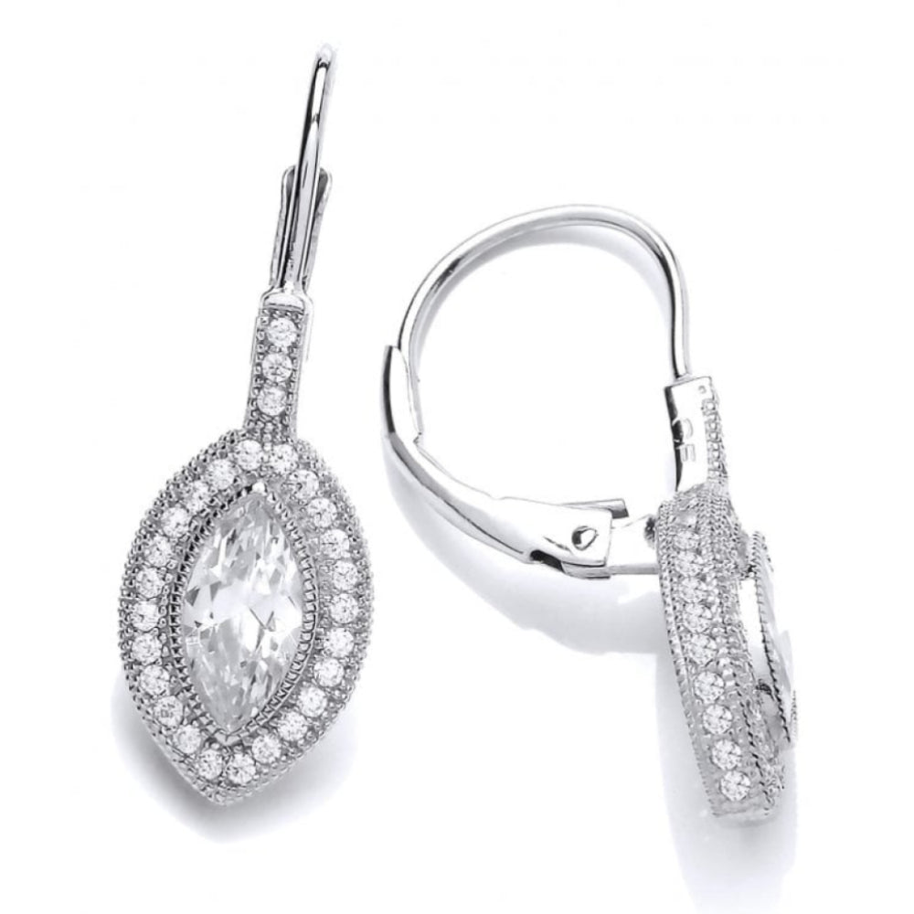 CZ Marquise Drops On French Fitting Earrings