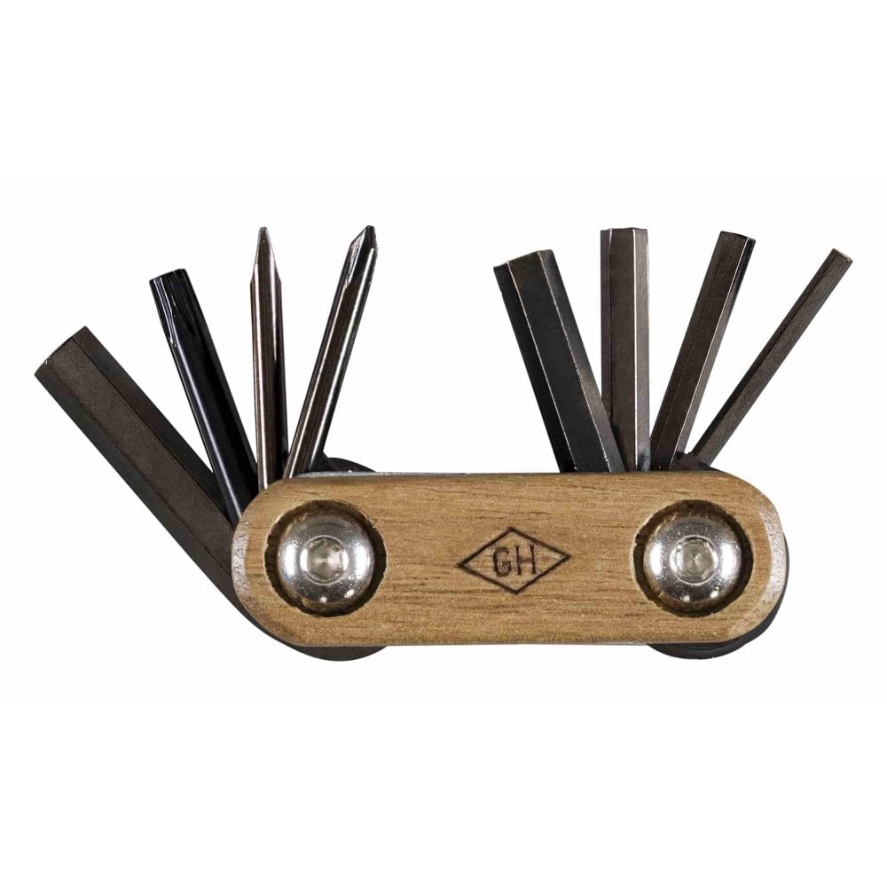 Pocket Bicycle Multi Tool Wood Handles & Titanium Finish