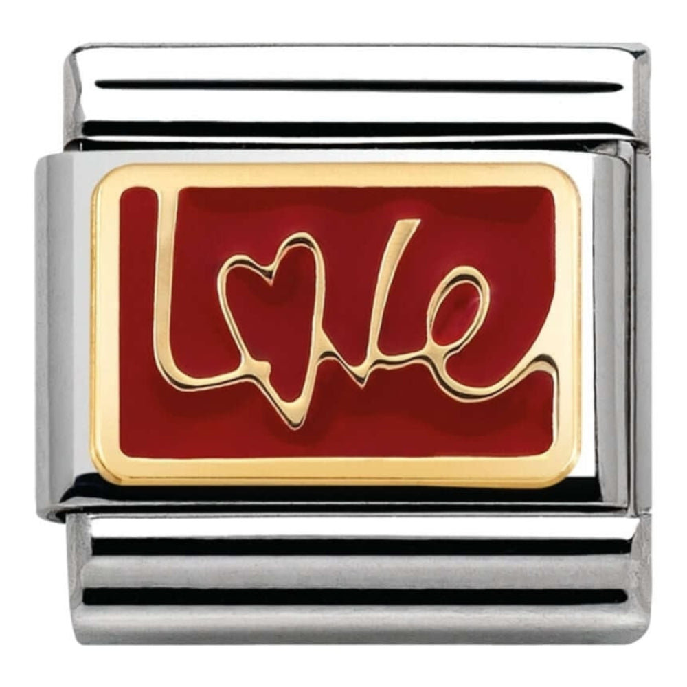 Classic Link In Stainless Steel With Love In Italics