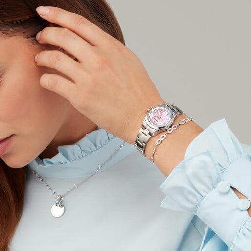 Catherine Pink Dial With Silver Case & SS Bracelet Strap Ladies Watch