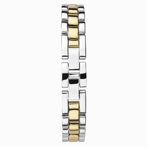 Two Tone Case & Bracelet with Stone Set Blue Dial Ladies Watch