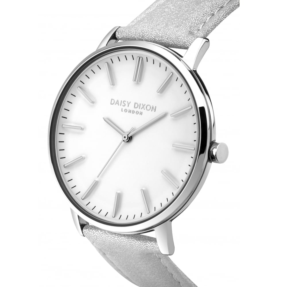 Harper Silver Metallic Strap With Overside Silver Case & White Dial Ladies Watch