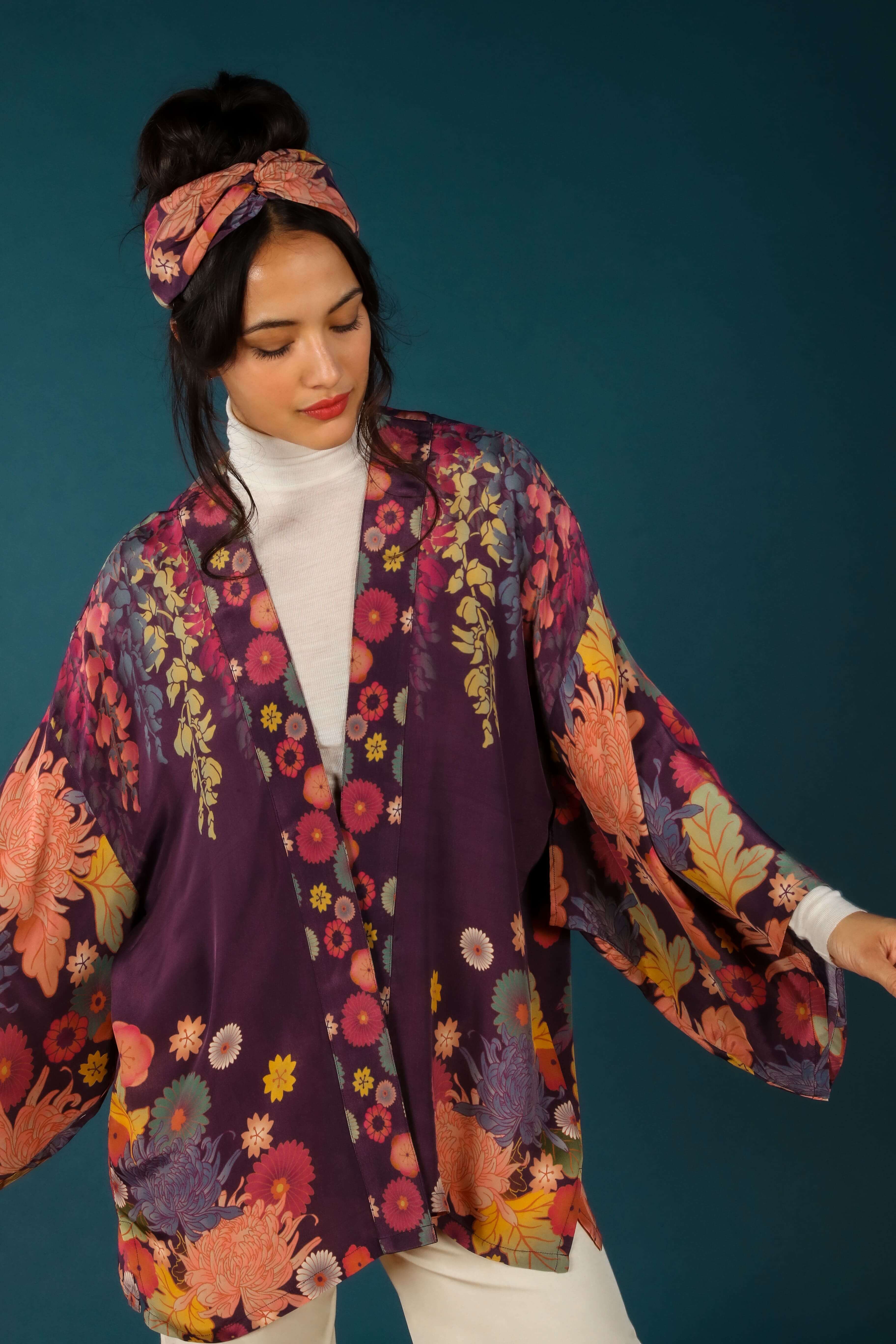 Luxury Kimono Jacket Trailing Wisteria - Amethyst