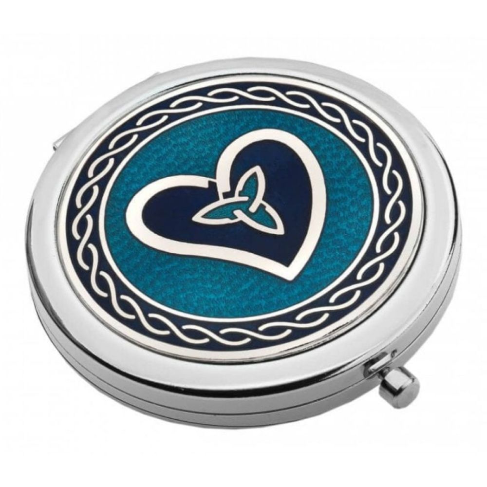 Celtic Turquoise Heart and Trinity Compact Mirror