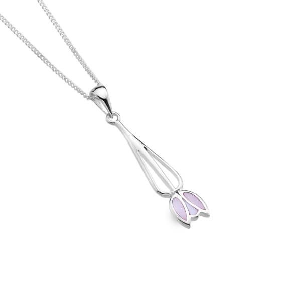 Mackintosh Tulip With Pink MOP Long Pendant Necklace