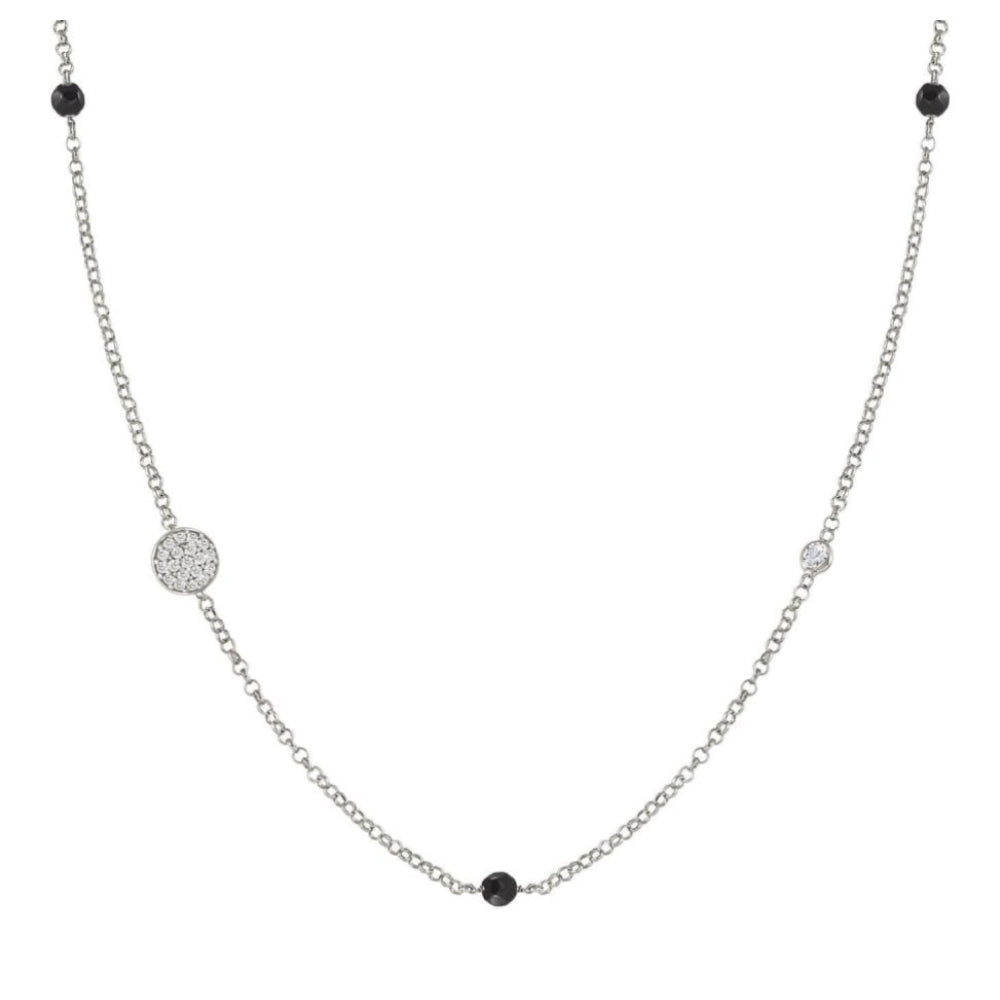 Gioie Necklace In 925 Silver, Cubic Zirconia And Jade (009_Round Silver)