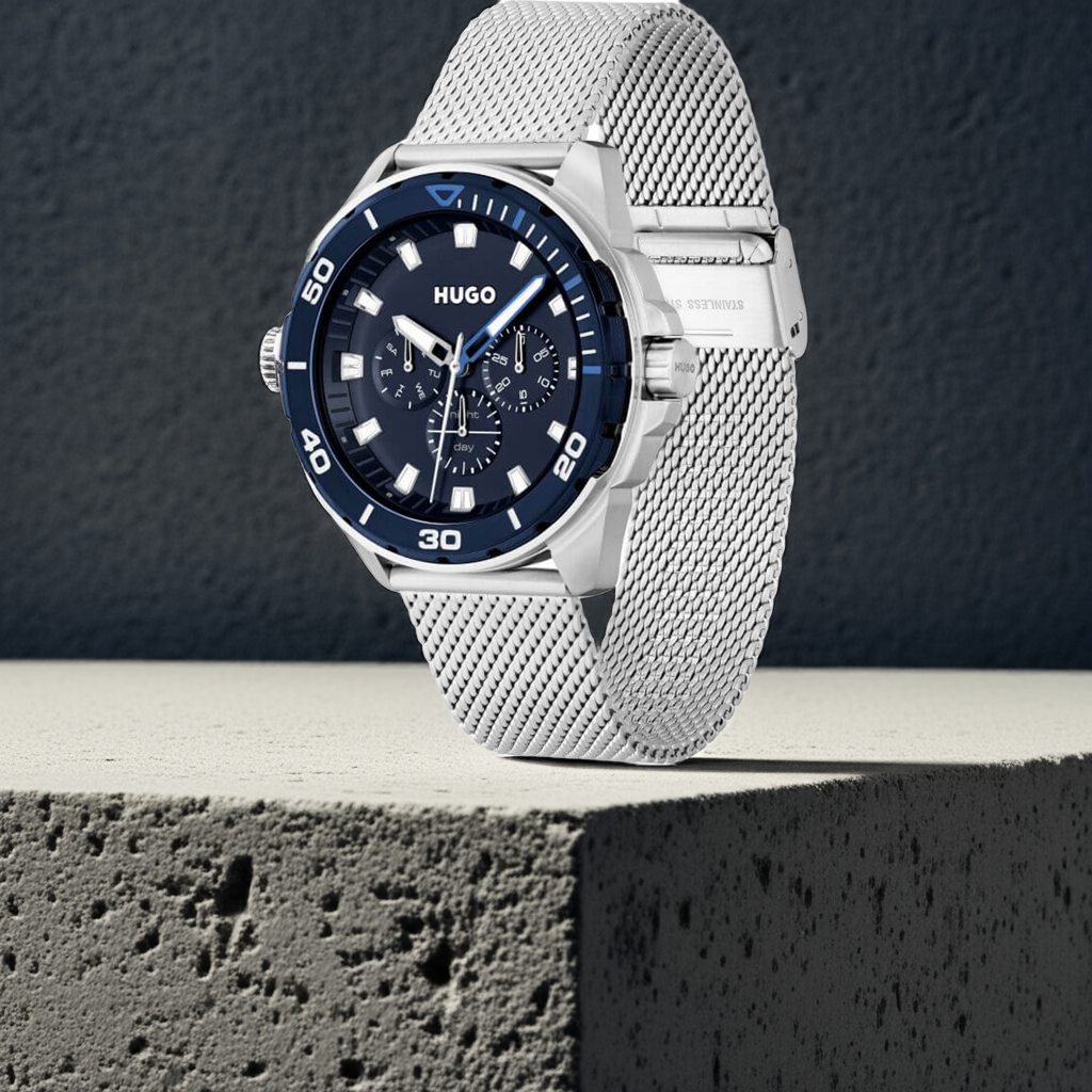 #FRESH SS Mesh Strap Blue Chronograph Dial Gents Watch